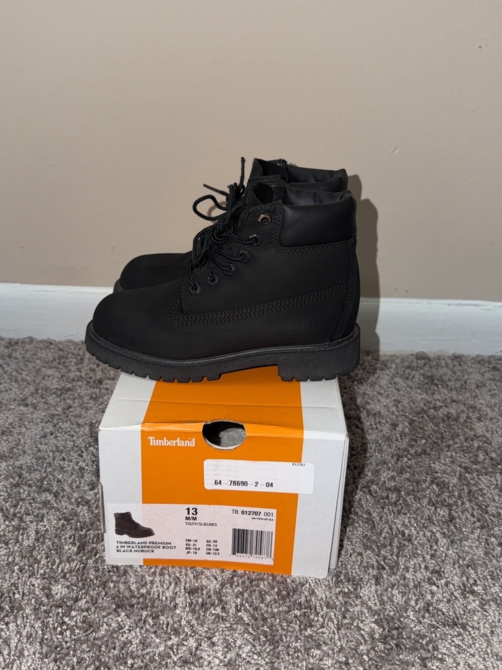 Timberland Kids Black Lace-Up Waterproof Boots